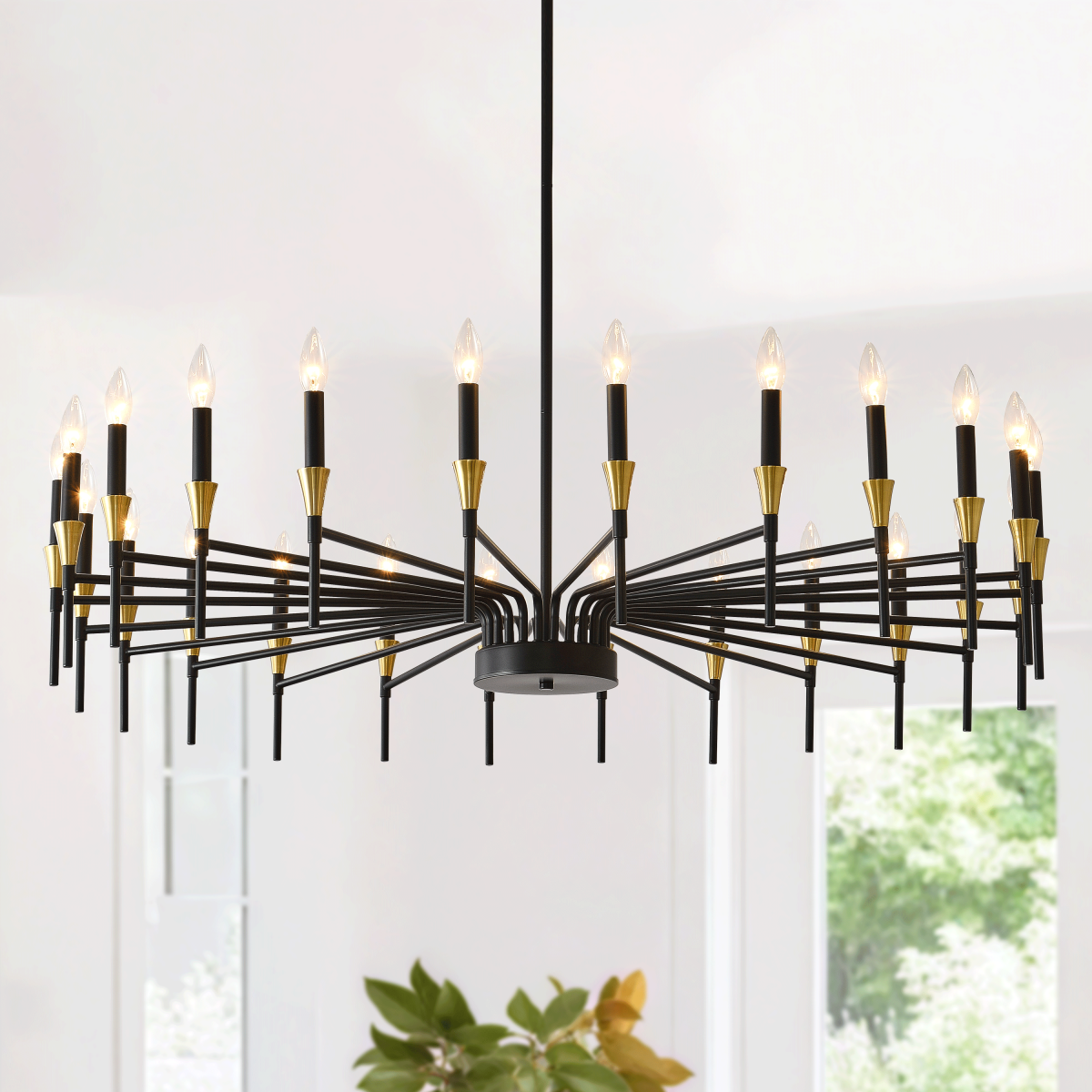 Halcyon — Two-Tier 24-Light Candle Chandelier in Blackened Brass