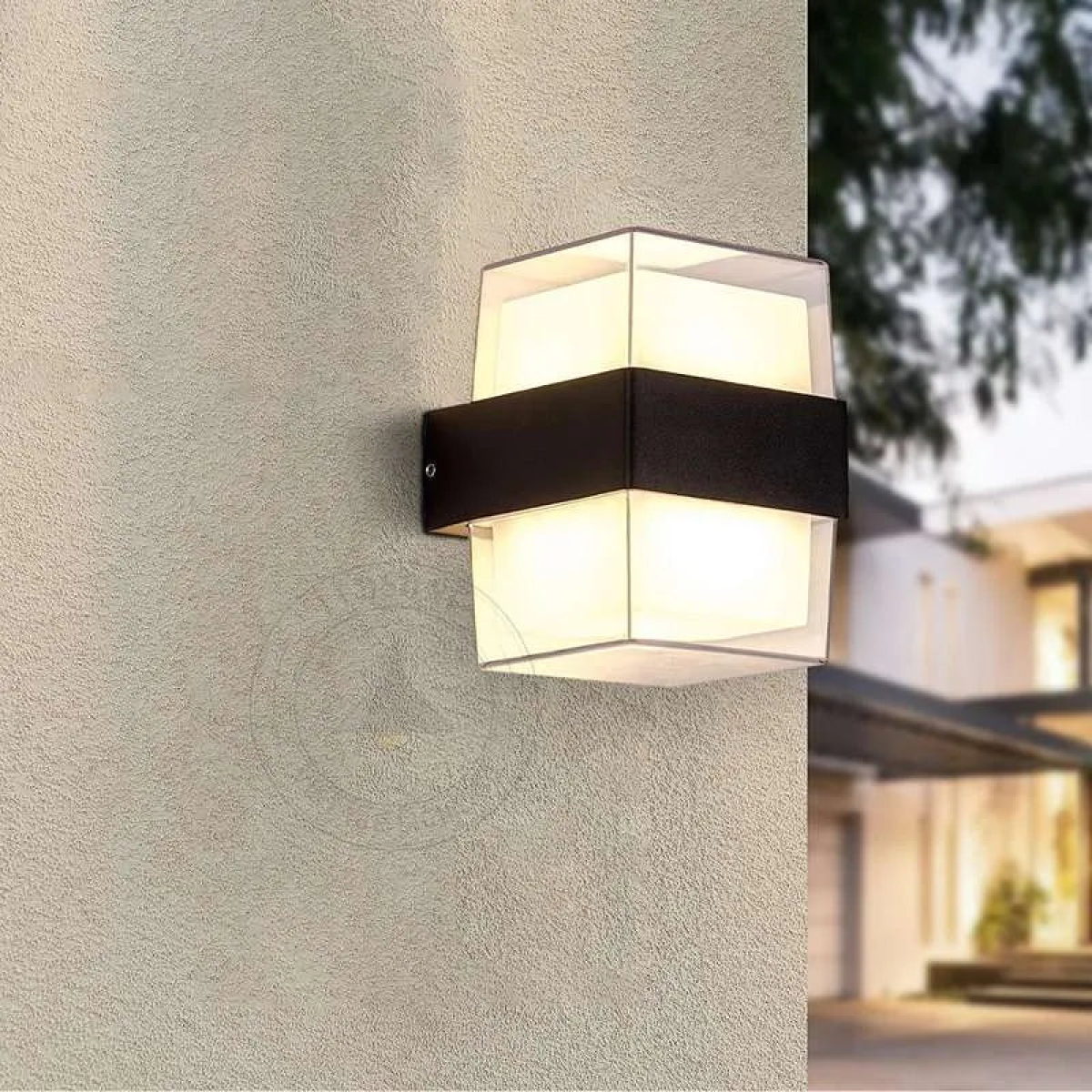 Hoxton Frosted Cuboid Outdoor Wall Light — product reference