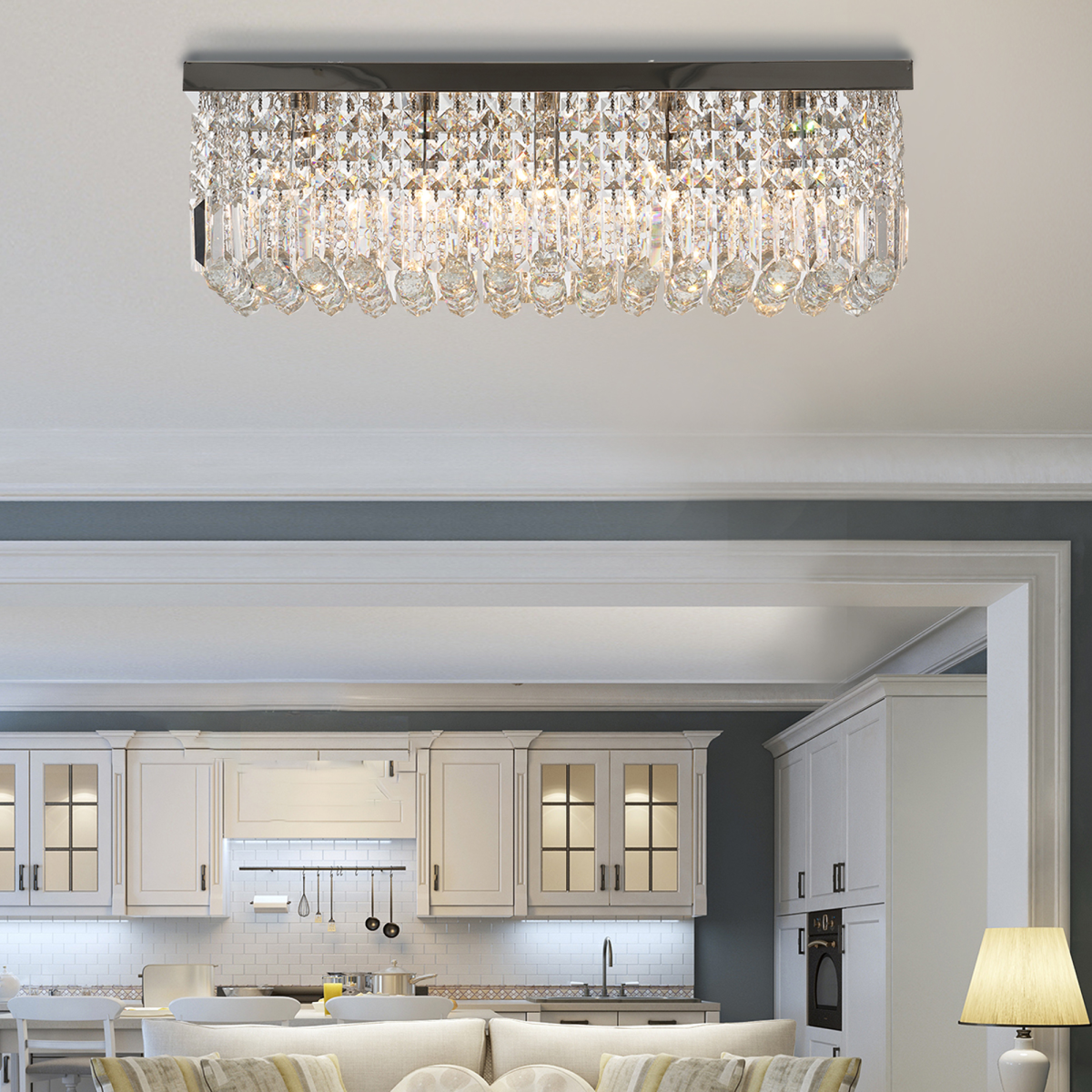 Vela — Modern Rectangular Crystal Bar Chandelier
