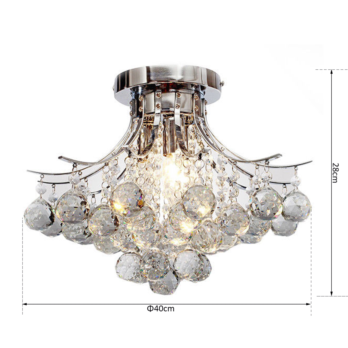 Lyra petite round crystal flush mount chandelier installed in a contemporary bedroom ceiling, adding subtle luxury