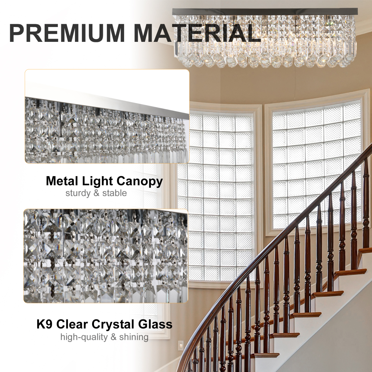 Vela — Modern Rectangular Crystal Bar Chandelier