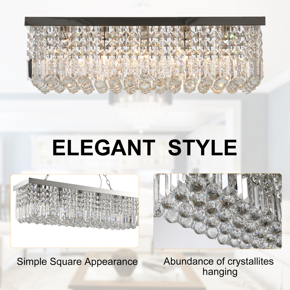 Vela — Modern Rectangular Crystal Bar Chandelier