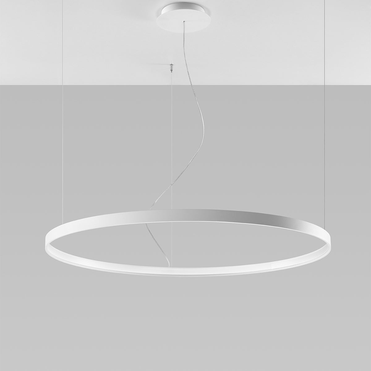 Aurelia — Single-Halo LED Pendant Chandelier in Brushed Steel