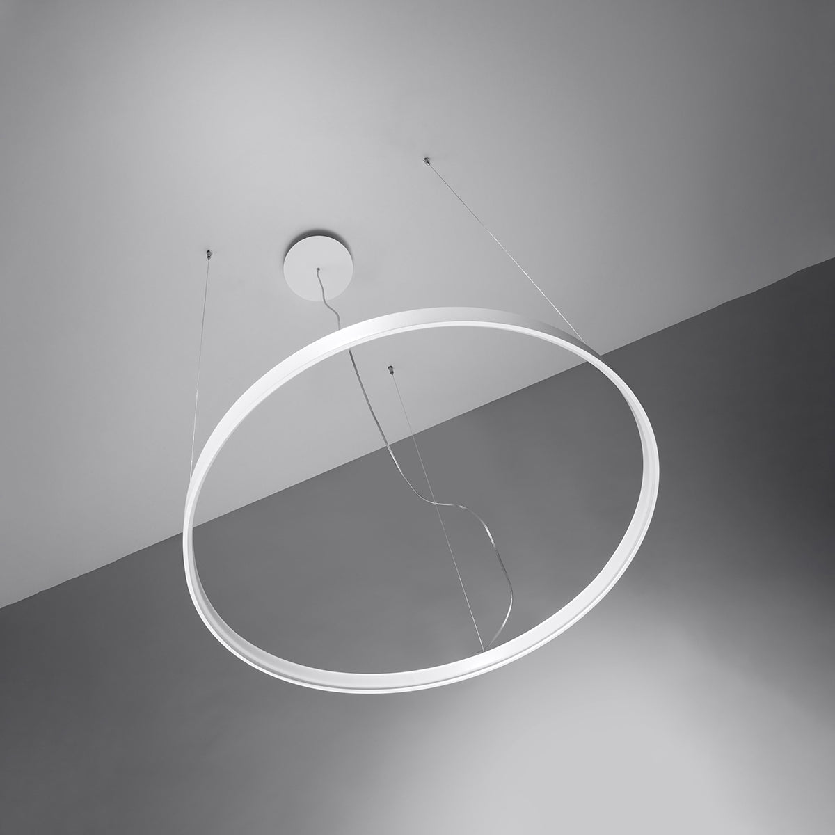 Aurelia — Single-Halo LED Pendant Chandelier in Brushed Steel