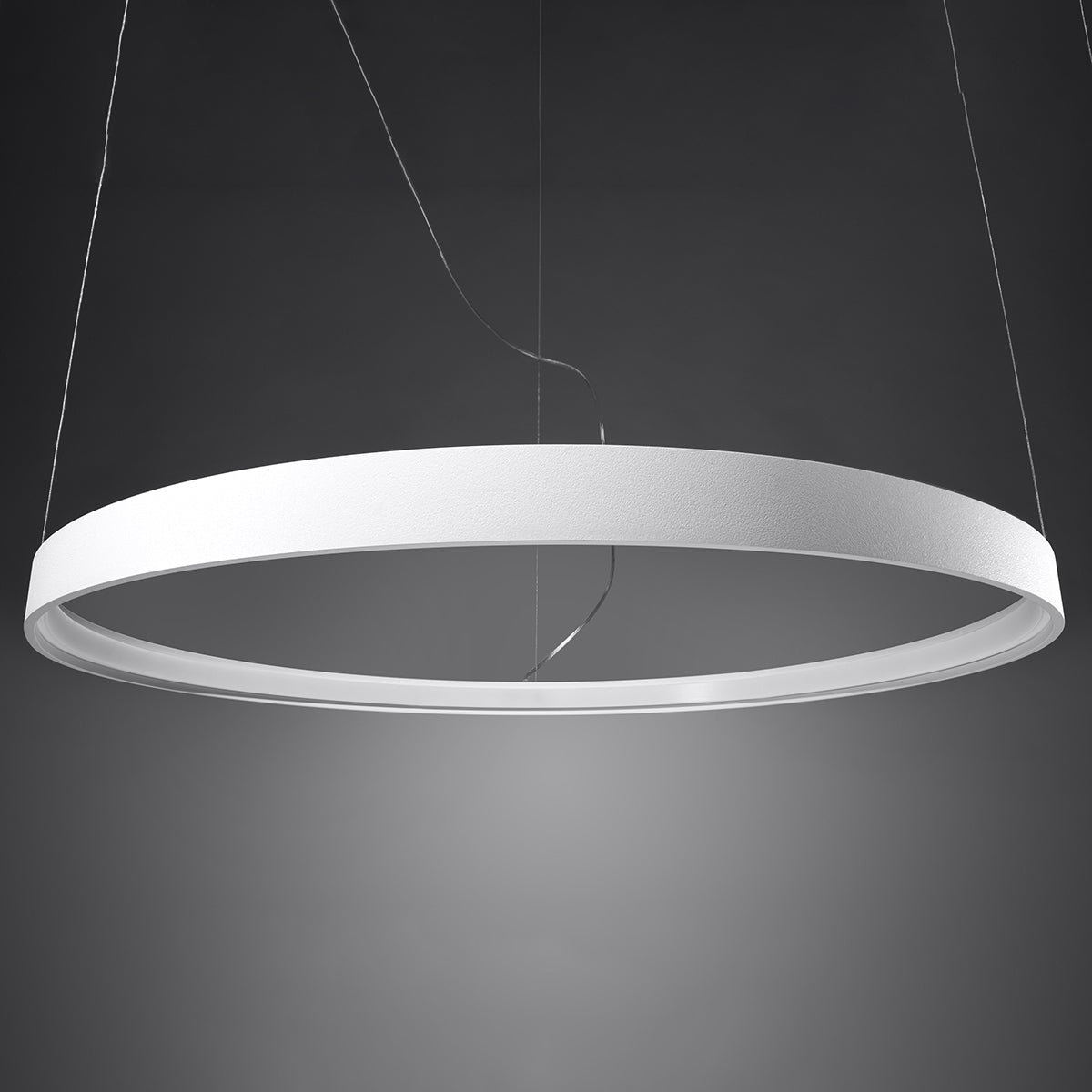 Aurelia — Single-Halo LED Pendant Chandelier in Brushed Steel