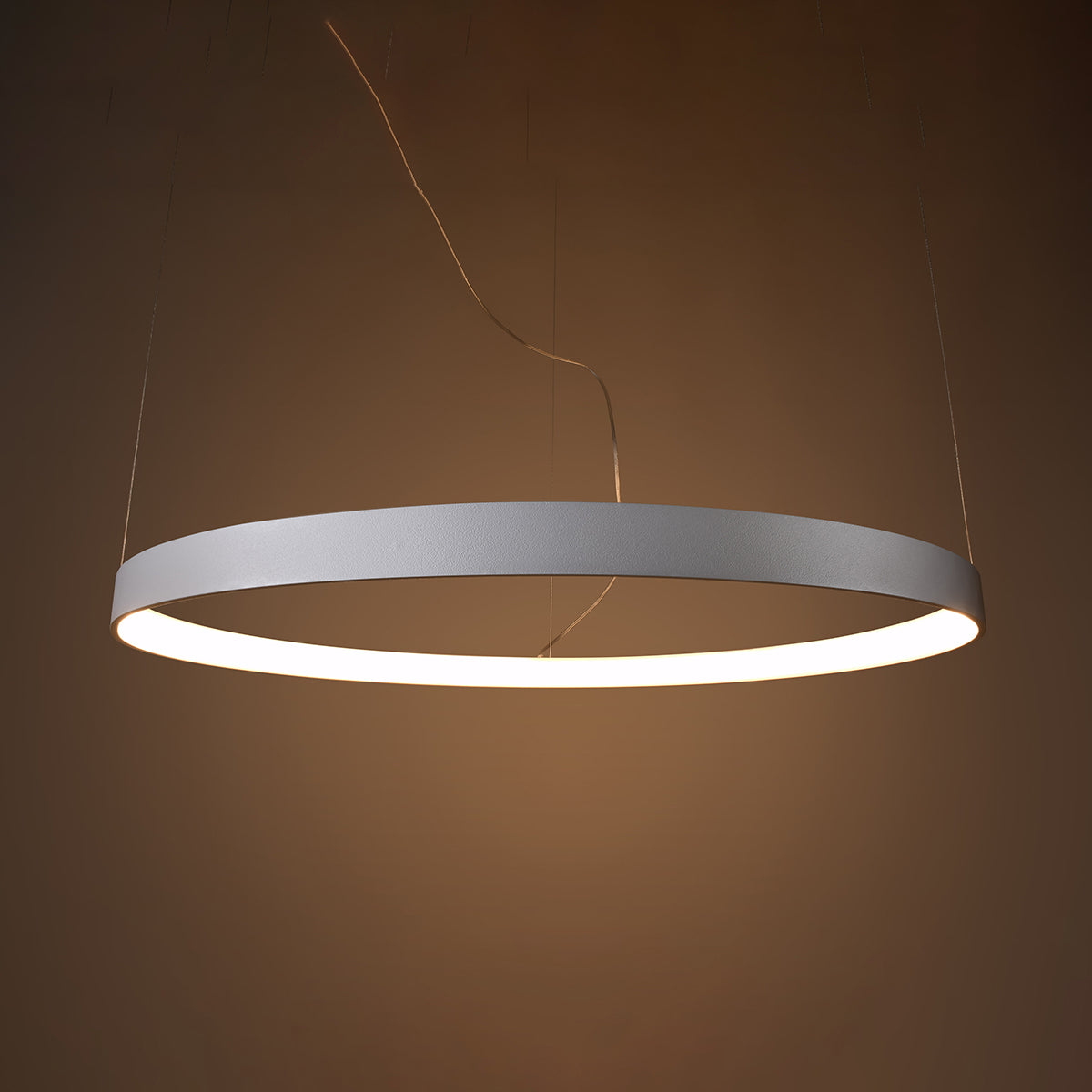 Aurelia — Single-Halo LED Pendant Chandelier in Brushed Steel