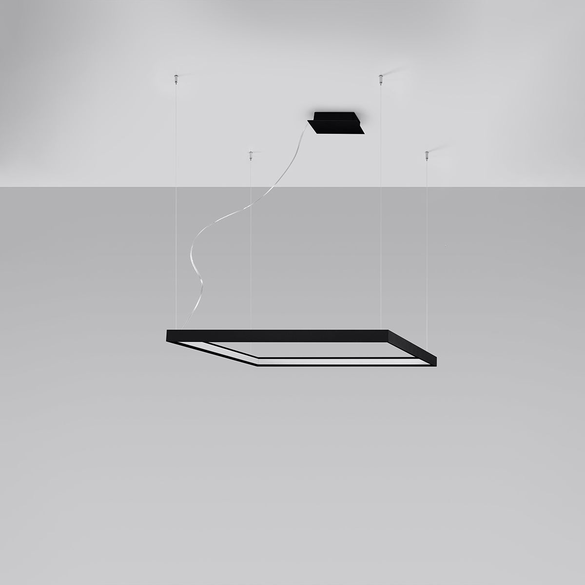 Meridian — Square Halo LED Pendant Chandelier in Matte Black
