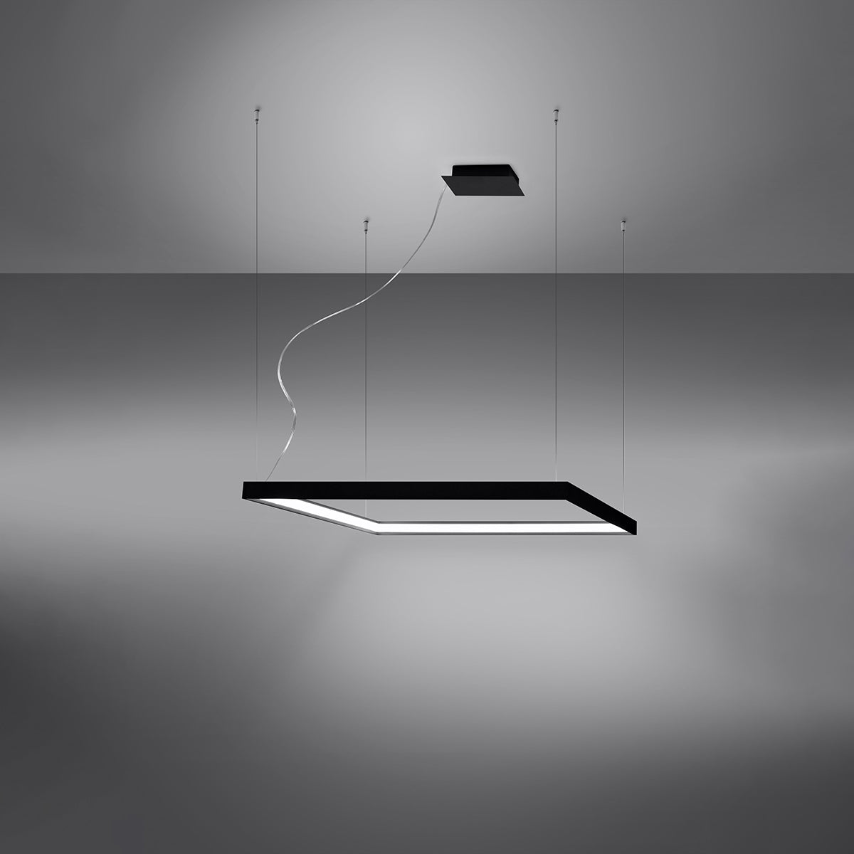 Meridian — Square Halo LED Pendant Chandelier in Matte Black