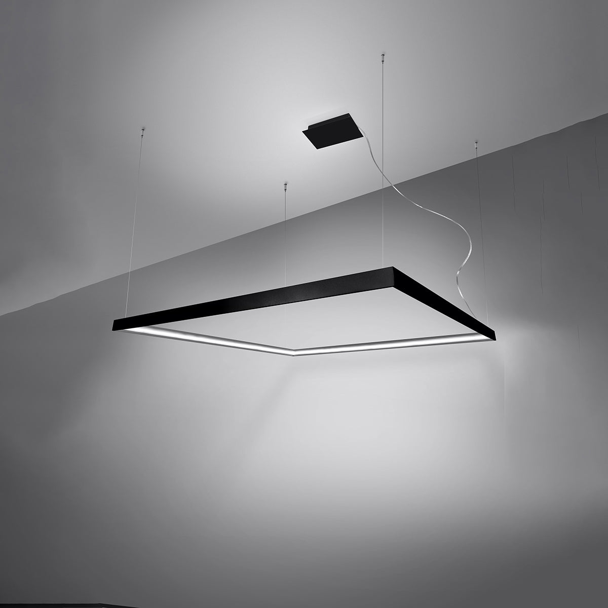 Meridian — Square Halo LED Pendant Chandelier in Matte Black