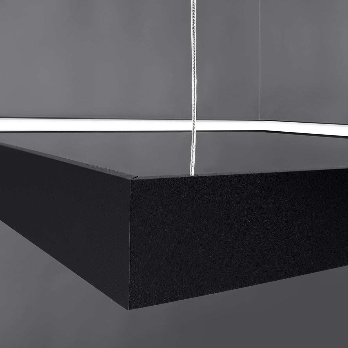 Meridian — Square Halo LED Pendant Chandelier in Matte Black