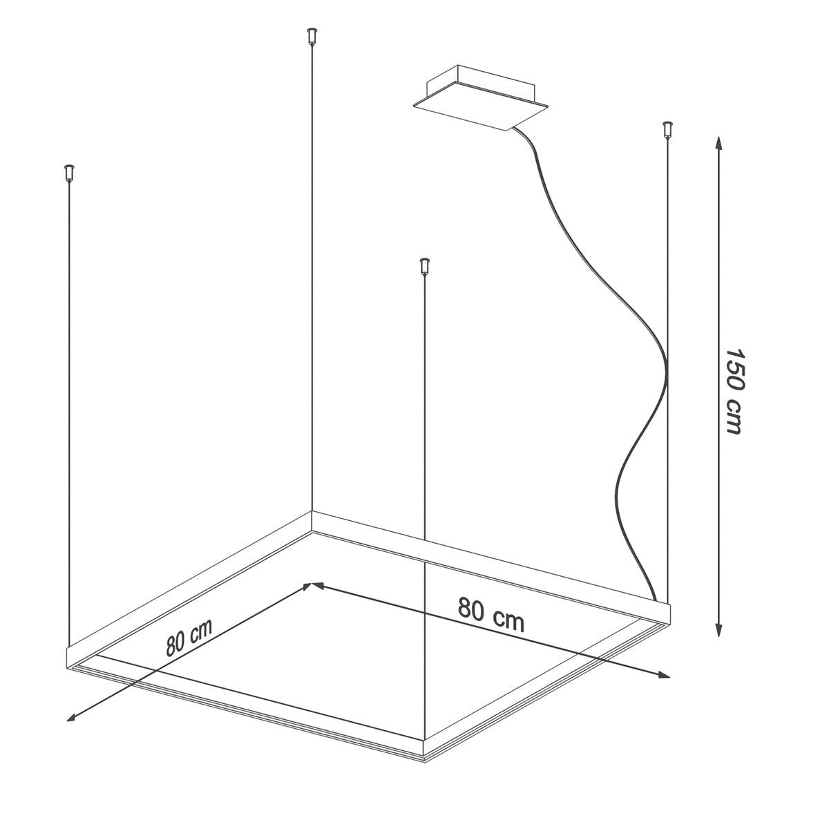Meridian — Square Halo LED Pendant Chandelier in Matte Black