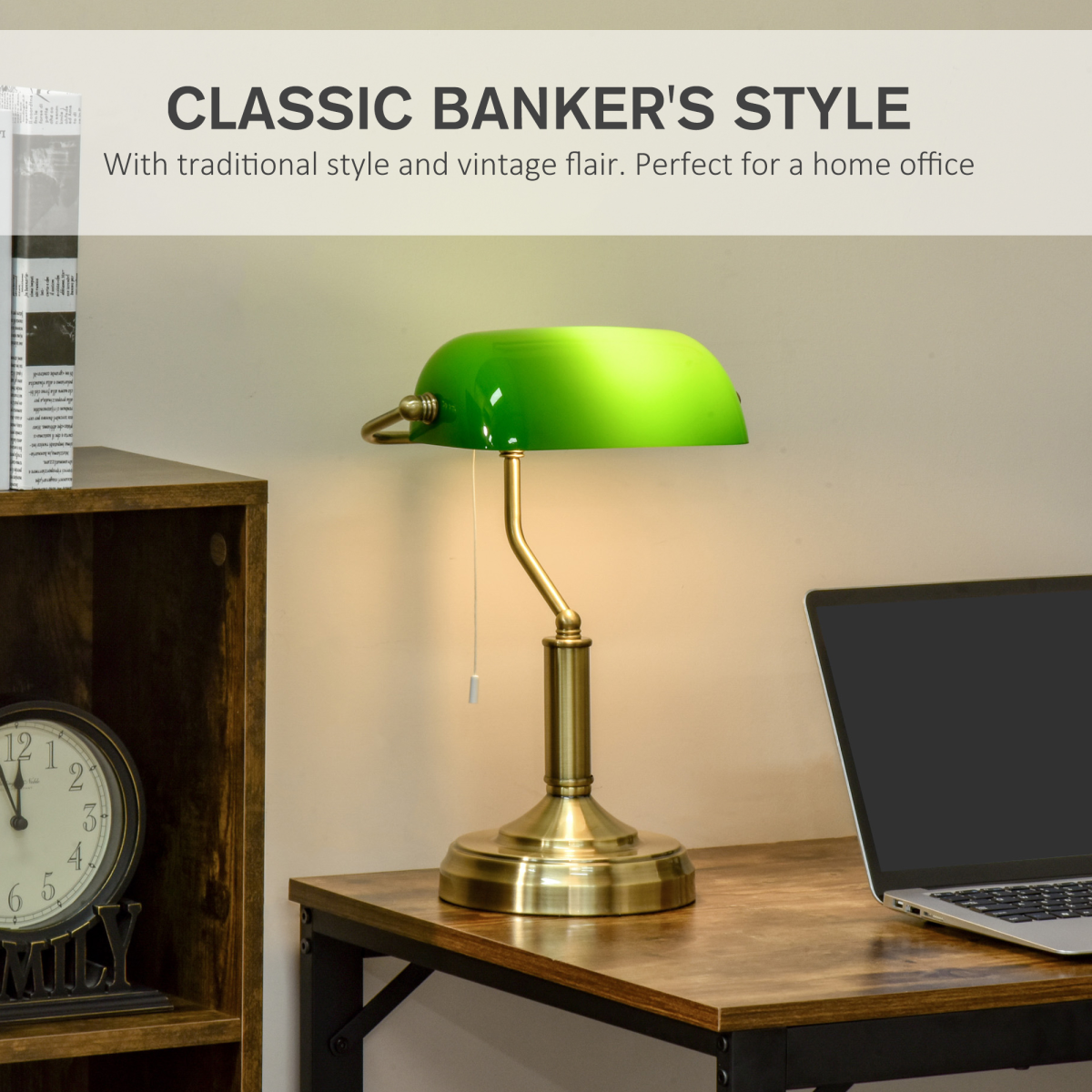 Lincoln — Banker's Library Table Lamp — view in situ
