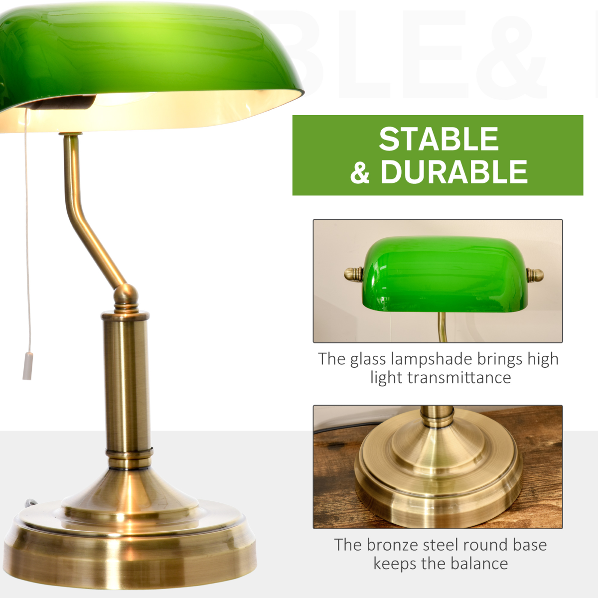 Lincoln — Banker's Library Table Lamp — shade detail