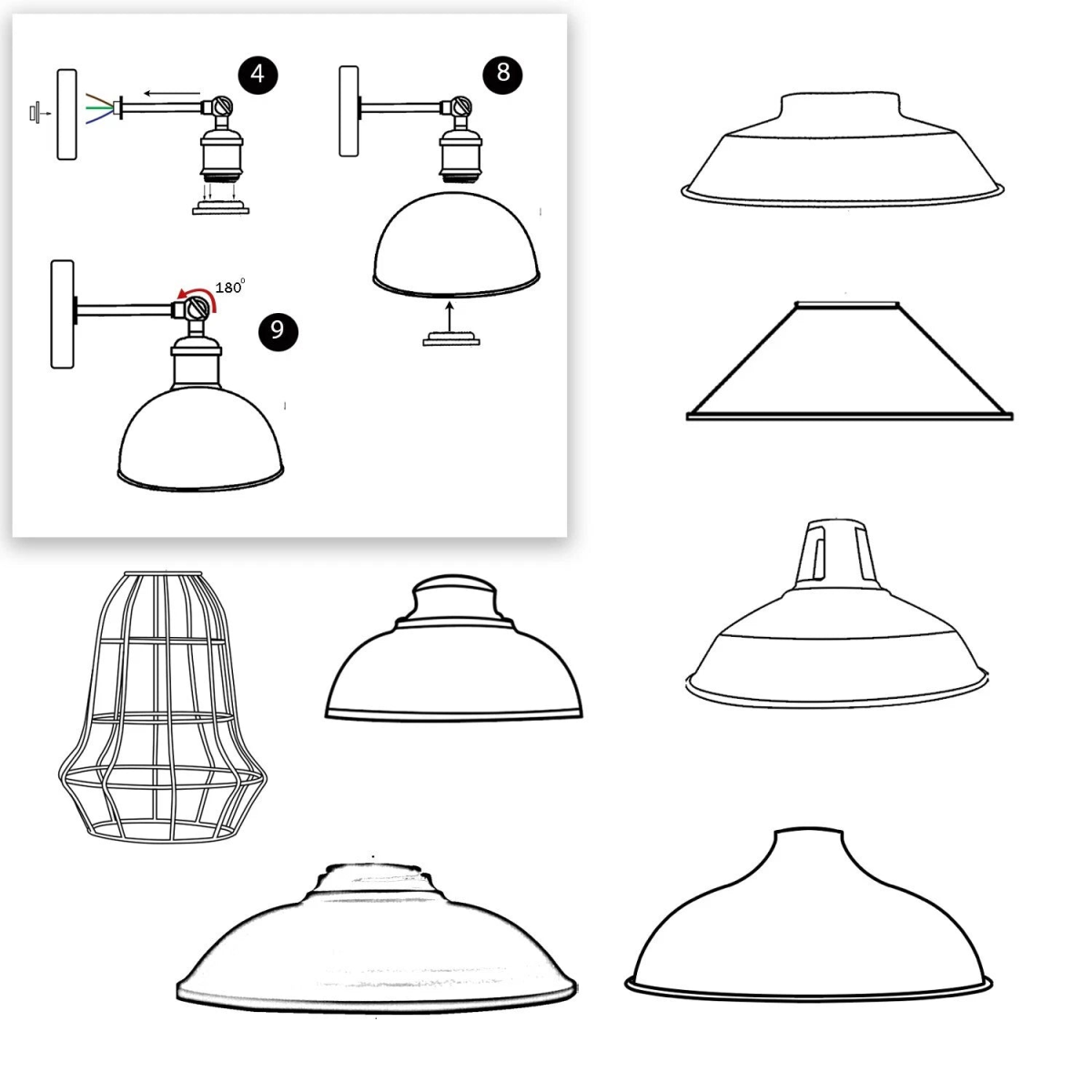 Aldgate — Adjustable Industrial Dome Wall Sconce — pendant detail