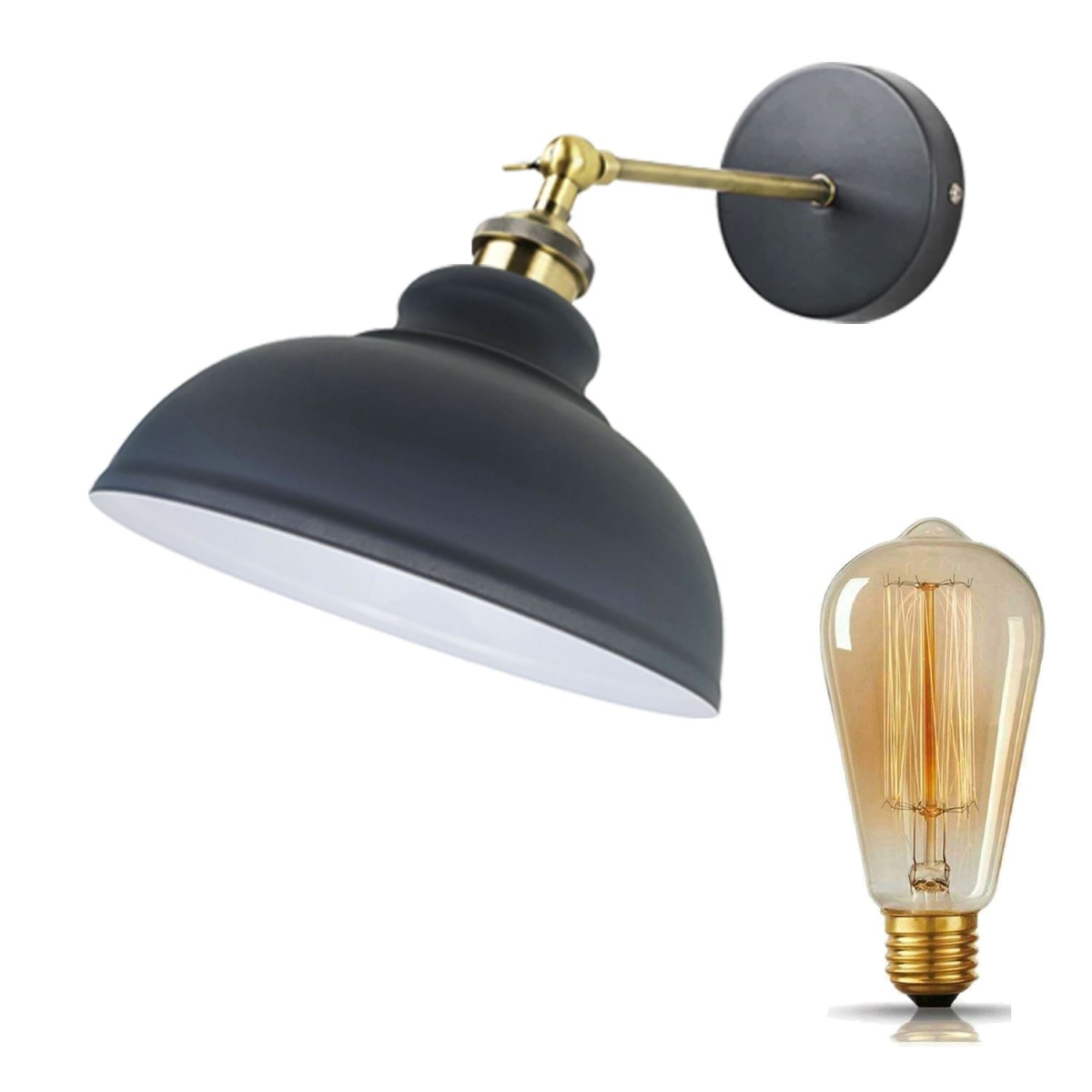 Aldgate — Adjustable Industrial Dome Wall Sconce — shade detail