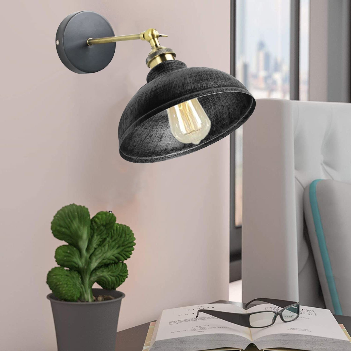 Aldgate — Adjustable Industrial Dome Wall Sconce — fitting detail