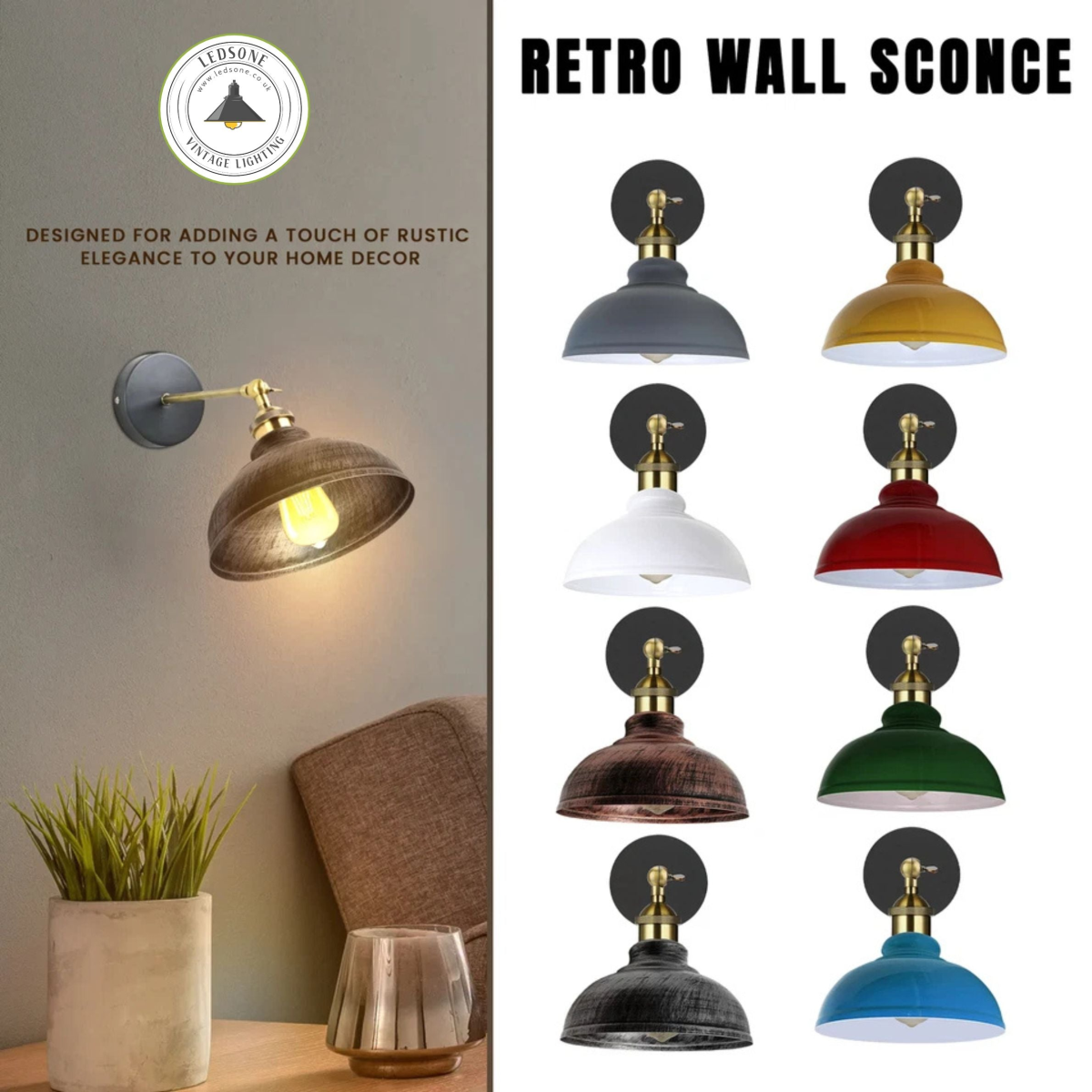 Aldgate — Adjustable Industrial Dome Wall Sconce — view from below