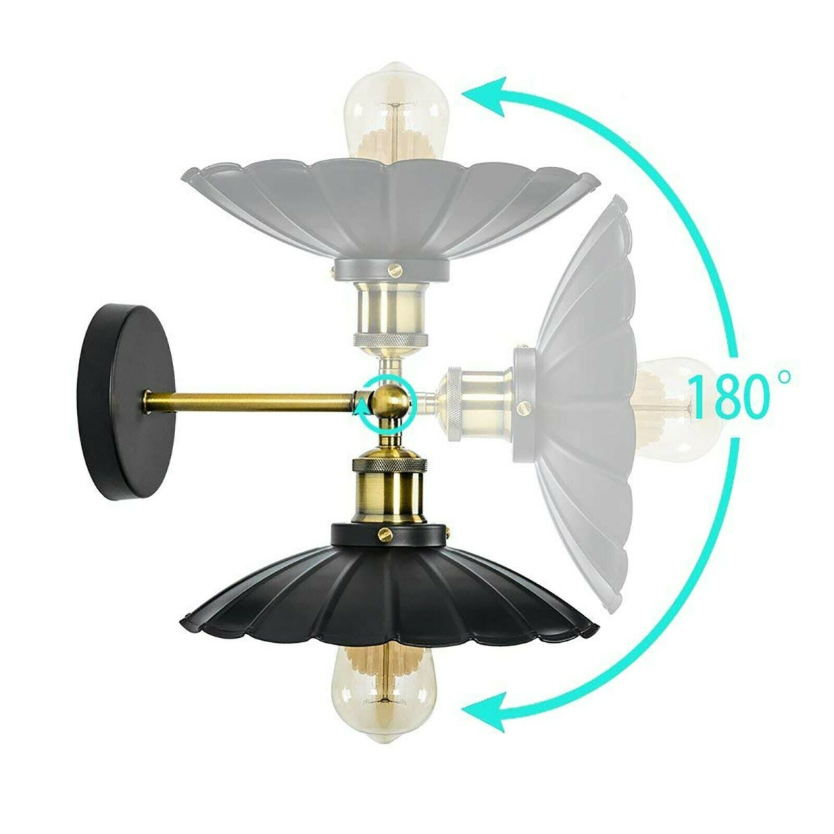 Marlow — Scalloped Dome Brass Wall Sconce — fitting detail