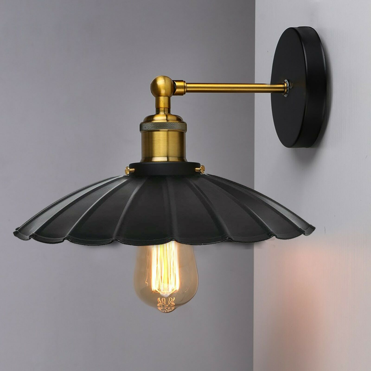 Marlow — Scalloped Dome Brass Wall Sconce — finish detail