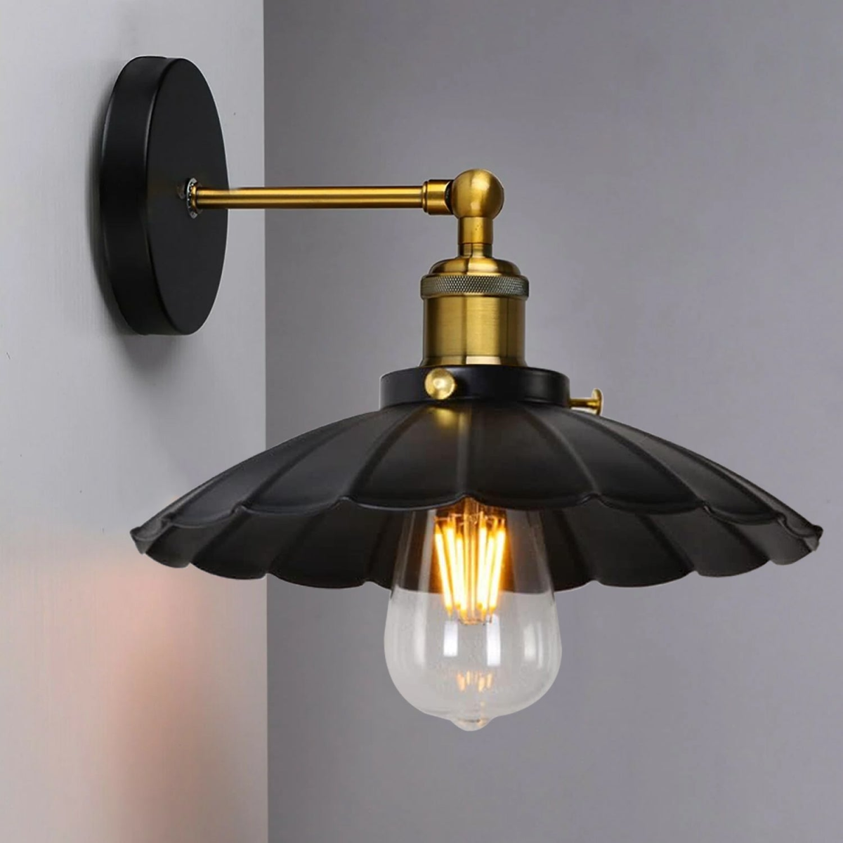 Marlow — Scalloped Dome Brass Wall Sconce — view from below