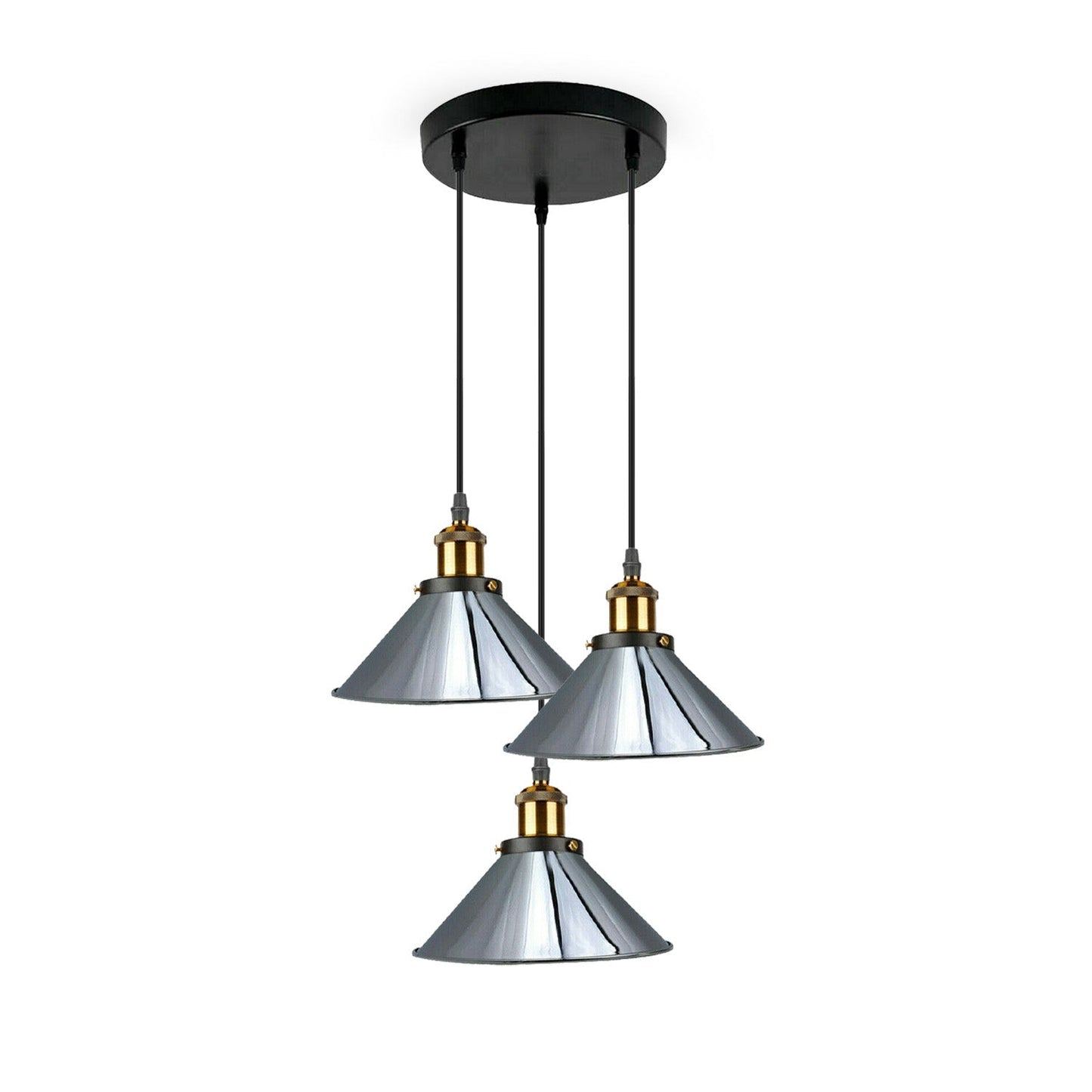 Mercer — Three-Light Chrome Cluster Chandelier — angled view