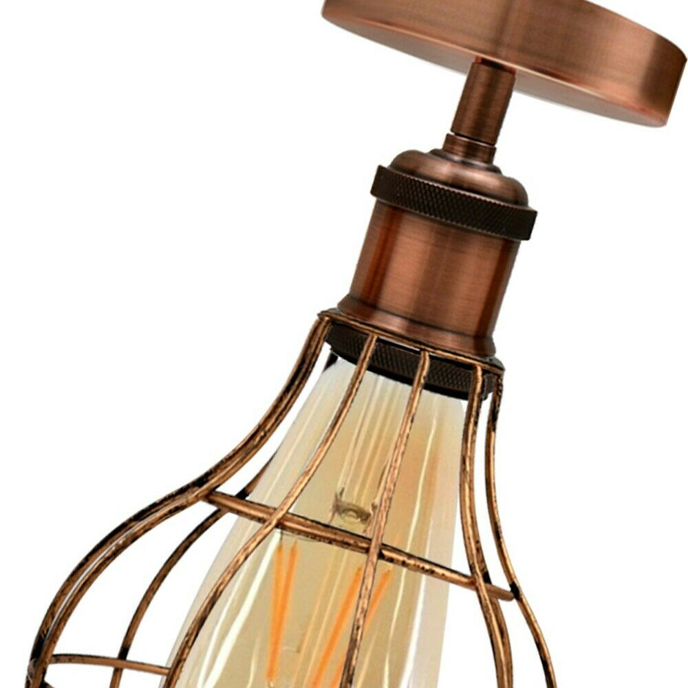 Bethnal Green copper wireframe cage flush mount — product close-up showing compact scale