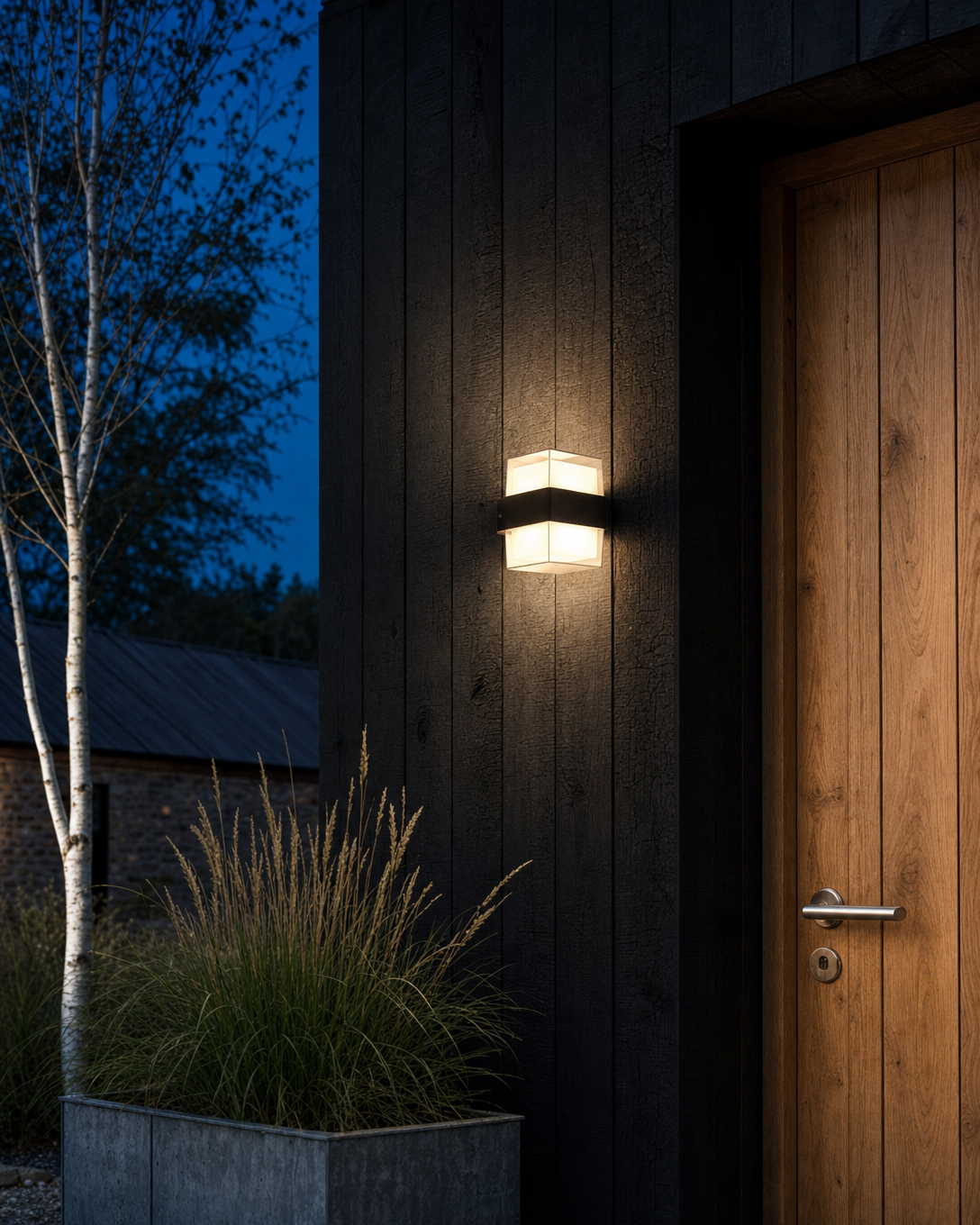 Hoxton Frosted Cuboid Outdoor Wall Light — hero 3